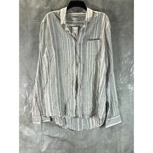 Cotton:On Men's Blue Multi Stripe Ashby Button-Up Long-Sleeve Shirt SZ L